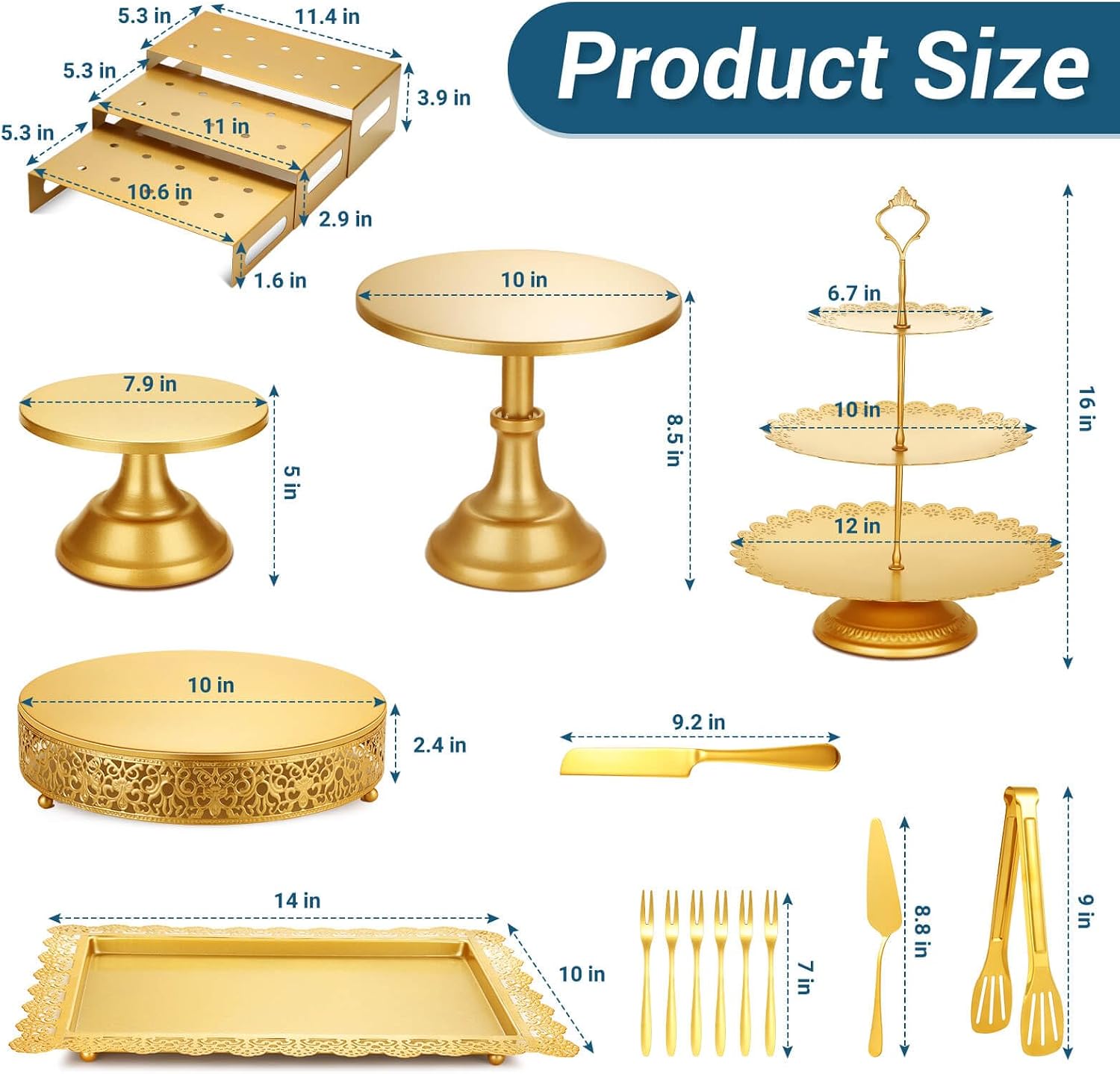 Gold Metal Dessert Table Displ - Display Risers Set review and price