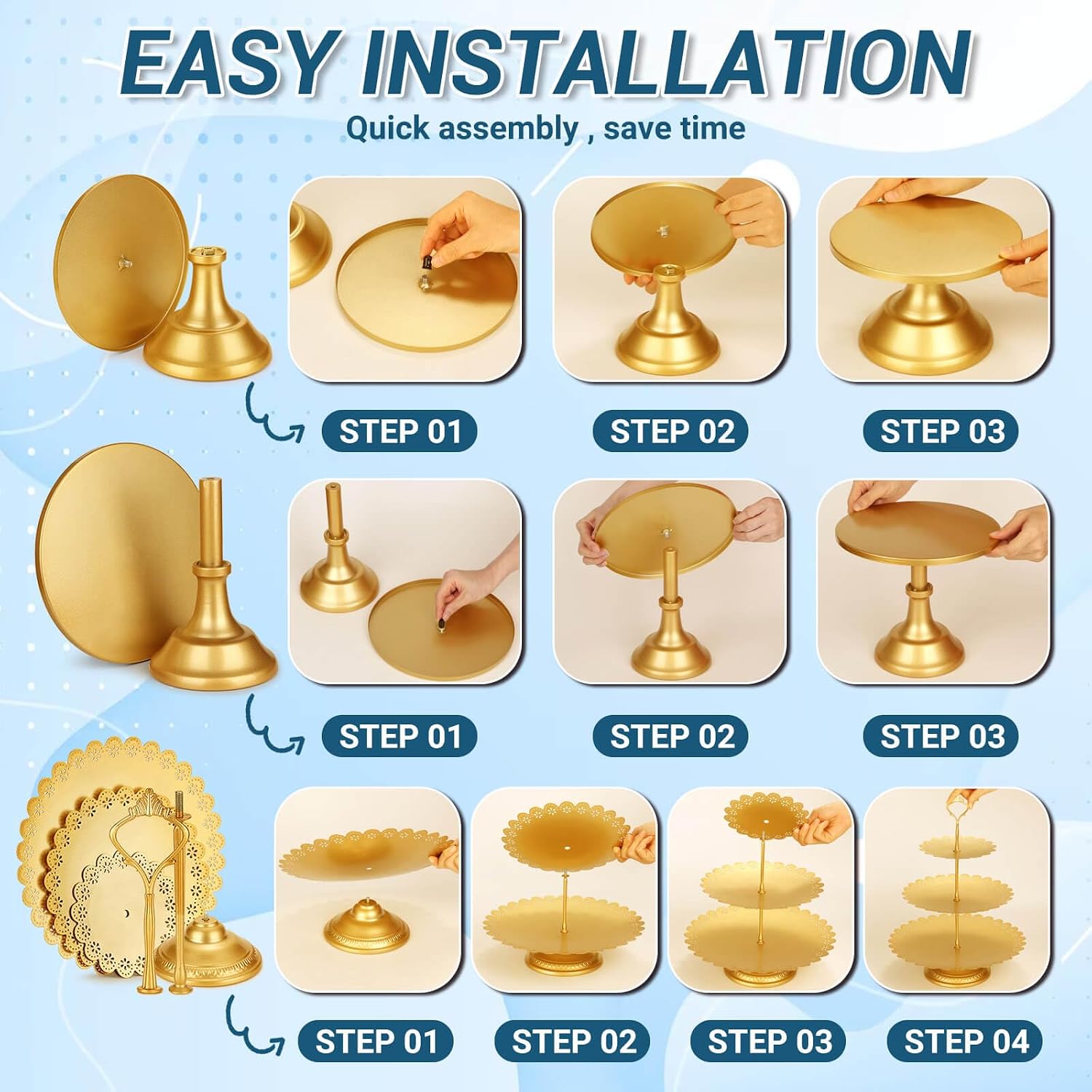 Gold Metal Dessert Table Displ - Display Risers Set review and price